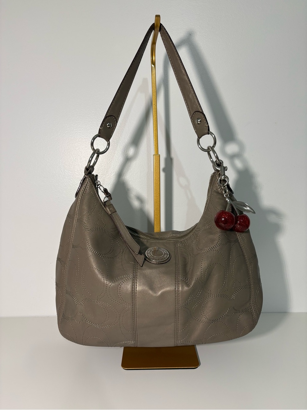 Coach Taupe Leather Shoulder Bag